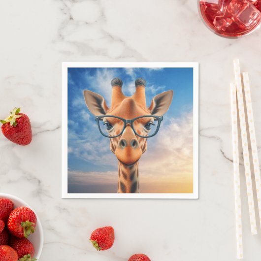 Serviette En Papier Giraffe portant des lunettes (En situation)
