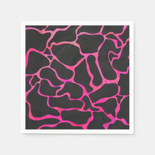 Serviette En Papier Giraffe rose chaude et noire (Devant)