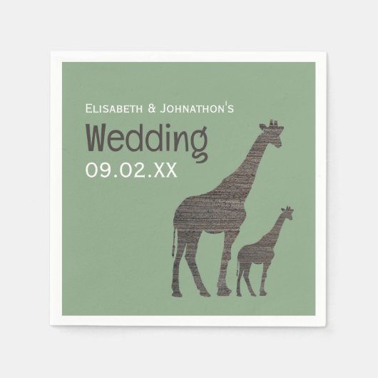 Serviette En Papier Giraffe Safari d'argile, Mariage rustique (Devant)