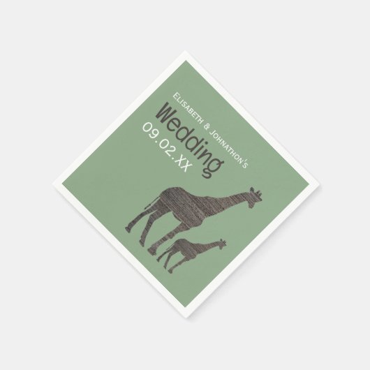 Serviette En Papier Giraffe Safari d'argile, Mariage rustique (Coin)