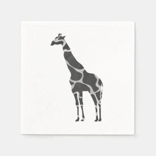Serviette En Papier Giraffe Silhoutte noir et gris
