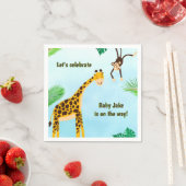 Serviette En Papier Giraffe & Singe Safari ou Zoo Party Animal (En situation)