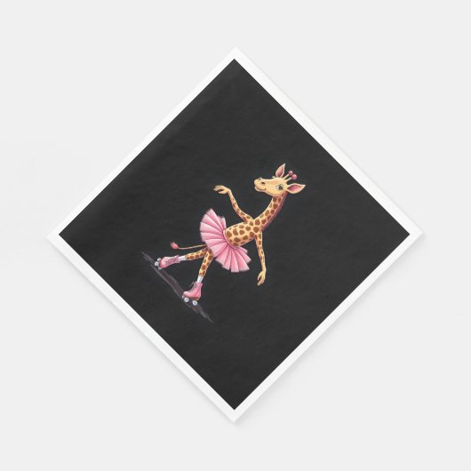 Serviette En Papier Giraffe Sur Patins À Roulettes En Débardeur Tutu R (Coin)