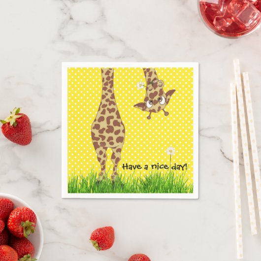 Serviette En Papier Giraffe Sur Pois Avec Maisonnerie (En situation)