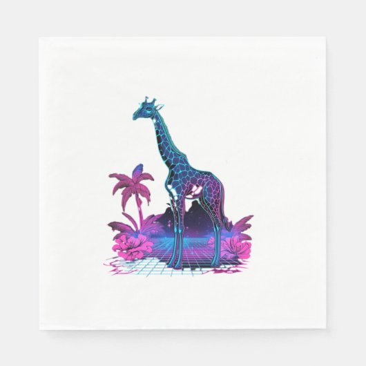 Serviette En Papier Giraffe Synthwave Vaporwave Art (Devant)