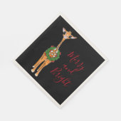 Serviette En Papier Giraffes de Noël, couronne verte rouge Holly (Coin)
