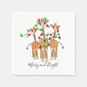 Serviette En Papier Giraffes de vacances, lumières scintillantes, desi