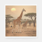Serviette En Papier Giraffes en Afrique (Devant)