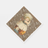 Serviette En Papier Girl Carving Apple Halloween (Coin)