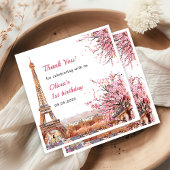 Serviette En Papier Girl Eiffel Tower Paris 1er anniversaire