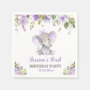 Serviette En Papier Girl Elephant 1er Anniversaire Fête Little Peanut