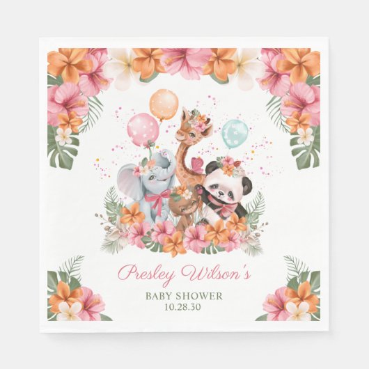 Serviette En Papier Girl Jungle Safari (Devant)