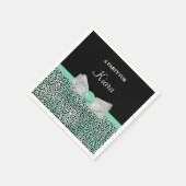 Serviette En Papier Girl Mint Green Cheetah Imprimer Cute Bow et nom (Coin)
