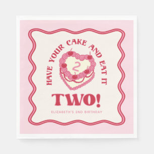 Serviette En Papier Girl Pink Avoir votre gâteau et le manger deux Ann