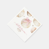 Serviette En Papier Girl Pink Bow Shell Baby Shower Paper Napkins (Coin)