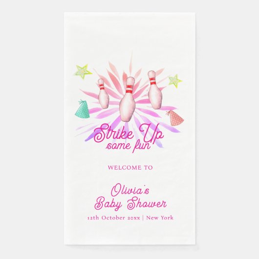 Serviette En Papier Girl Strike Up Bowling Baby Shower Welcome (Devant)