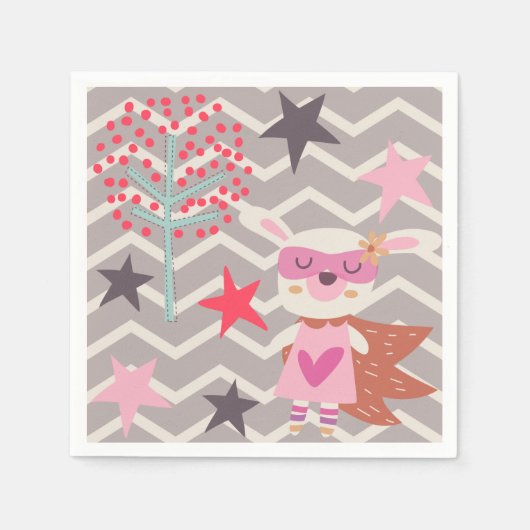 Serviette En Papier Girl Superhero Bunny (Devant)