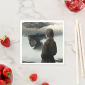 Serviette En Papier Girl with clouds (En situation)