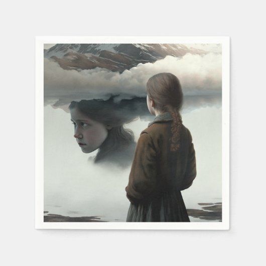 Serviette En Papier Girl with clouds (Devant)