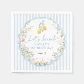 Serviette En Papier Girls Blue Bow Lemon Floral (Devant)