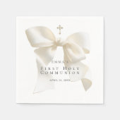 Serviette En Papier Girl's First Holy Communion Stylish Ivory Bow (Devant)