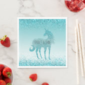Serviette En Papier Girly Glitz Aqua Turquoise Parties scintillant Uni (En situation)