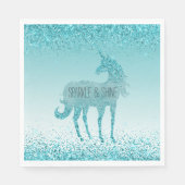 Serviette En Papier Girly Glitz Aqua Turquoise Parties scintillant Uni (Devant)