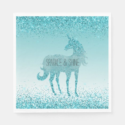 Serviette En Papier Girly Glitz Aqua Turquoise Parties scintillant Uni (Devant)