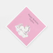 Serviette En Papier Girly Pink Unicorn on Cloud Birthday (Coin)