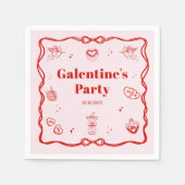 Serviette En Papier Girly Red Coquette Galentine's Party (Devant)