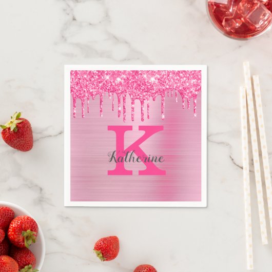 Serviette En Papier Girly Rose Parties scintillant Drivers Chic Glam M (En situation)