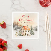 Serviette En Papier Gîte de vacances d'hiver Joyeux Noël (En situation)