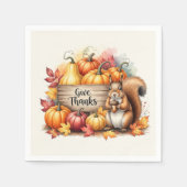 Serviette En Papier Give Thanks – Whimsical Squirrel & Pumpkin Harvest (Devant)