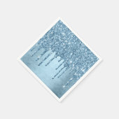 Serviette En Papier Glaçage Pailleté | Pluie de Paillettes Fausse Bleu (Coin)