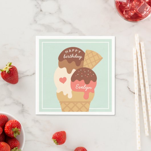 Serviette En Papier Glace Cream Sundae Parti Anniversaire de enfant pe (En situation)
