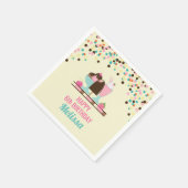 Serviette En Papier Glacé Crème Douce Traitements Joyeux Anniversaire (Coin)
