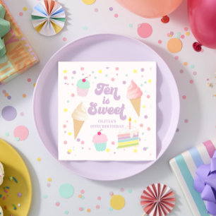 Serviette En Papier Glace et gâteau Dix ans c'est doux 10e anniversai