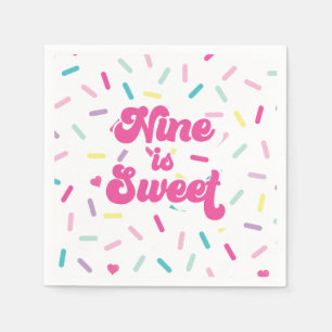 Serviette En Papier Glace et gâteau Nine est un doux 9e anniversaire