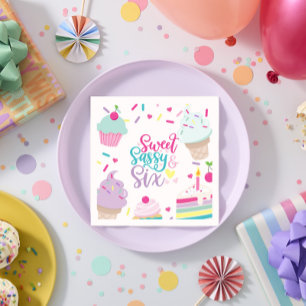 Serviette En Papier Glace et gâteau sucré sassy six 6e anniversaire