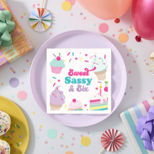 Serviette En Papier Glace et gâteau sucré sassy six 6e anniversaire