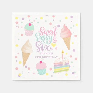 Serviette En Papier Glace et gâteau sucré sassy six 6e anniversaire