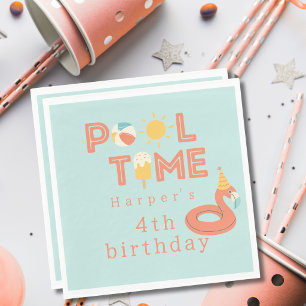 Serviette En Papier glace flamant rose été anniversaire enfants fête p