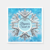 Serviette En Papier Glace hiver Wonderland Silver Snowflake (Devant)