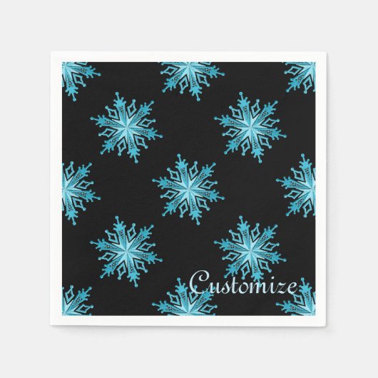 Serviette En Papier Glacée Blue Snowflake Holiday Naples (Devant)