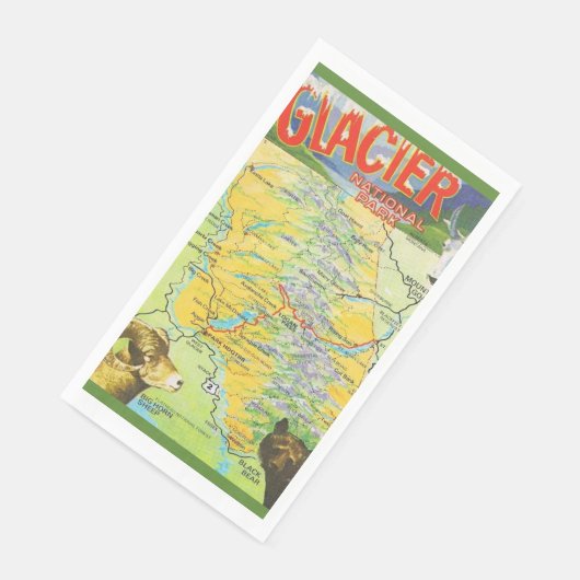Serviette En Papier Glacier National Park Map (Coin)