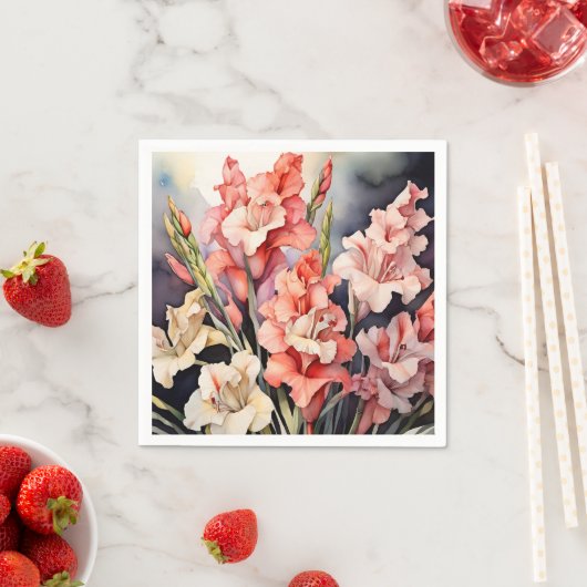 Serviette En Papier Gladiolus Botanique En Aquarelle (En situation)