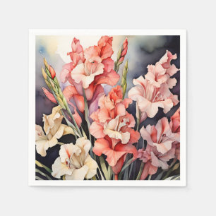 Serviette En Papier Gladiolus Botanique En Aquarelle