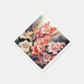 Serviette En Papier Gladiolus Botanique En Aquarelle (Coin)