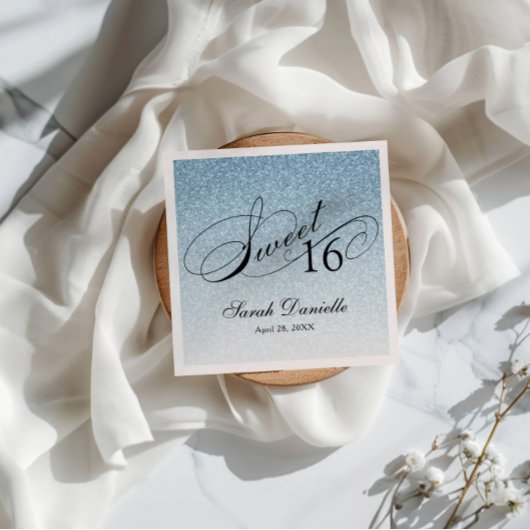 Serviette En Papier Glam à Parties scintillant bleu clair 16 sucré Per