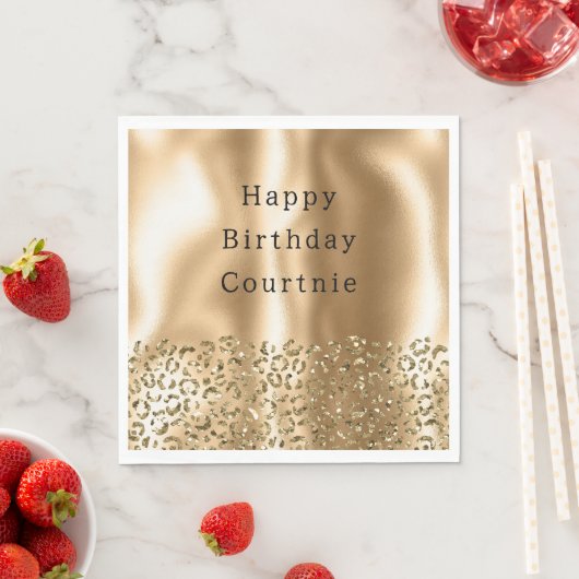 Serviette En Papier Glam animal léopard doré (En situation)